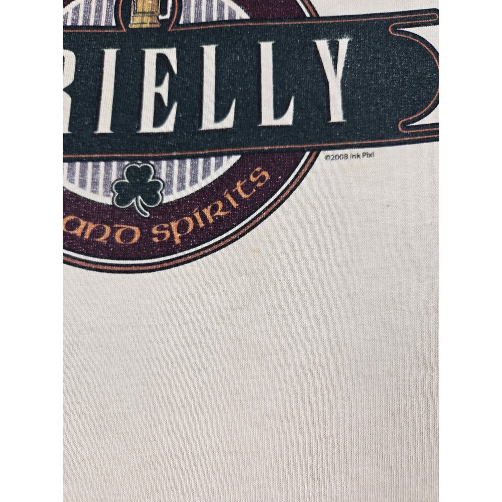 Gildan Ultra Cotton Mens ORielly Irish Pub Graphic T-Shirt Tan Large 2008 Logo - Picture 10 of 12